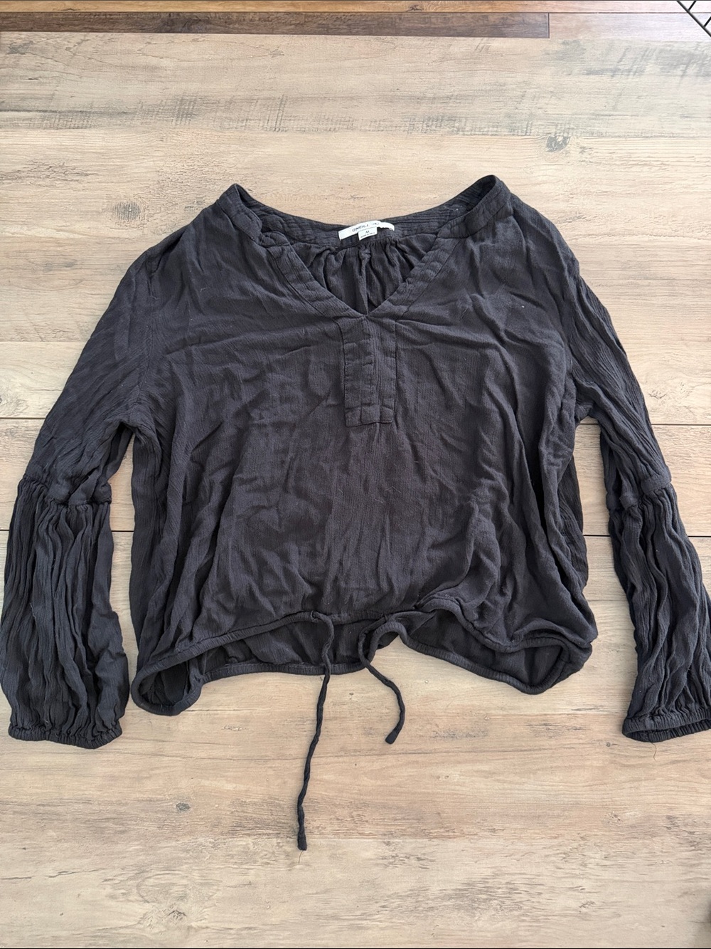 O'Neill Charcoal Black V-Neck Drawstring Tunic